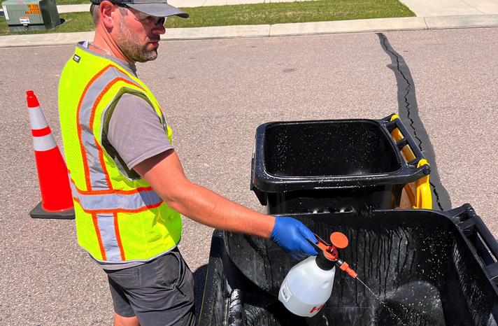 Curbside trash bin cleaning visit