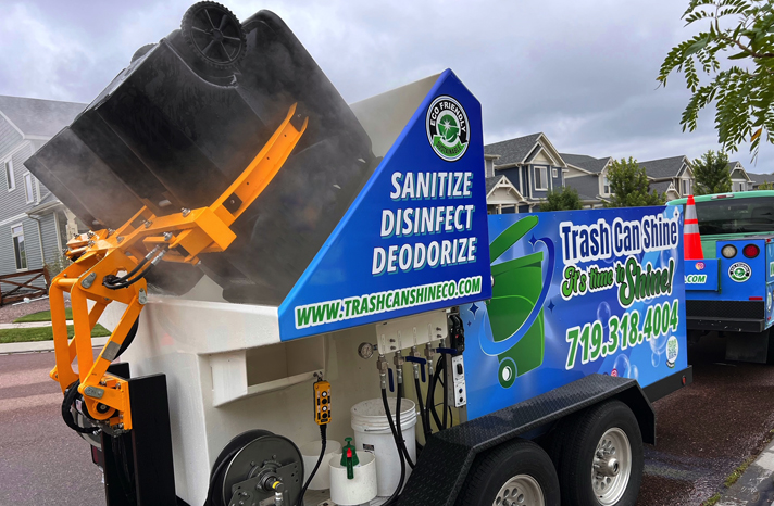 Cleaning and disinfecting trash bins